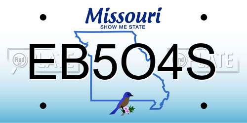 EB5O4S Missouri License Plate