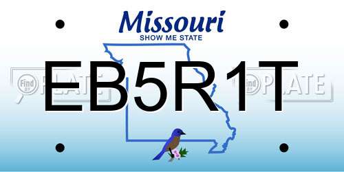 EB5R1T Missouri License Plate