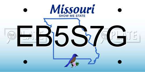 EB5S7G Missouri License Plate