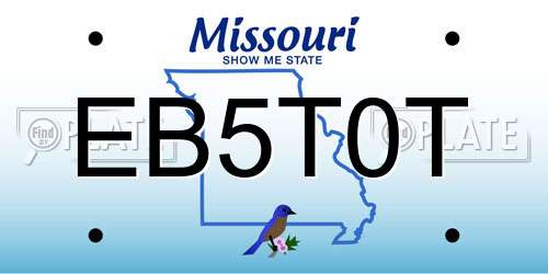EB5T0T Missouri License Plate