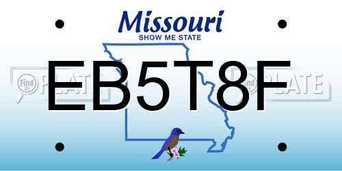 EB5T8F Missouri License Plate