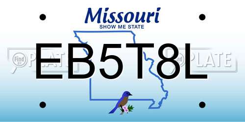EB5T8L Missouri License Plate