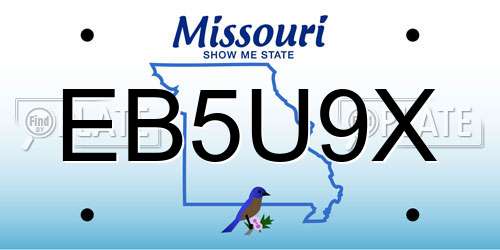 EB5U9X Missouri License Plate