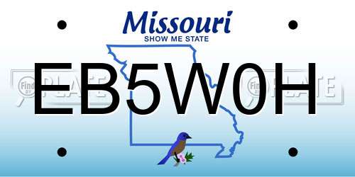 EB5W0H Missouri License Plate