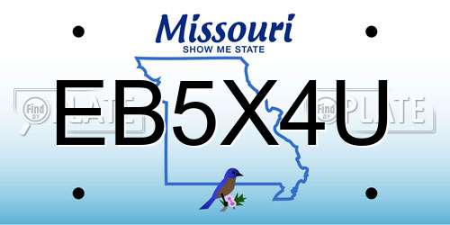 EB5X4U Missouri License Plate