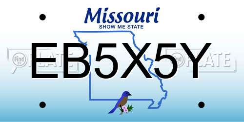 EB5X5Y Missouri License Plate