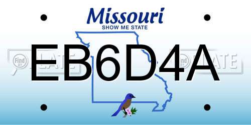 EB6D4A Missouri License Plate