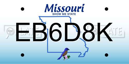 EB6D8K Missouri License Plate