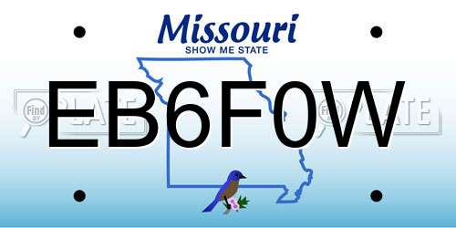 EB6F0W Missouri License Plate
