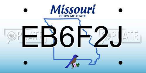 EB6F2J Missouri License Plate