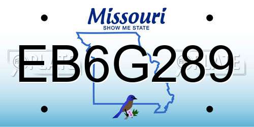 EB6G289 Missouri License Plate