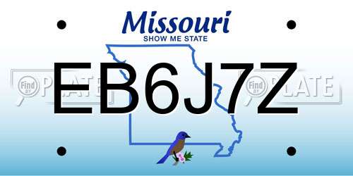EB6J7Z Missouri License Plate