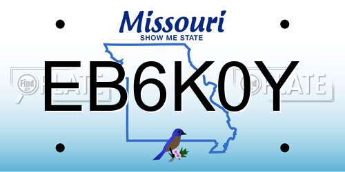EB6K0Y Missouri License Plate