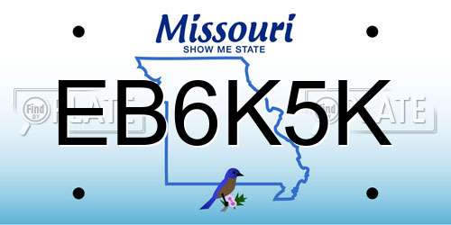 EB6K5K Missouri License Plate