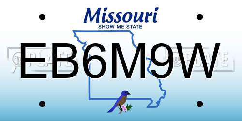 EB6M9W Missouri License Plate
