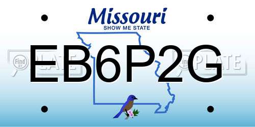EB6P2G Missouri License Plate