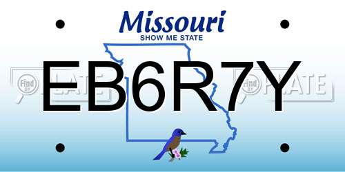 EB6R7Y Missouri License Plate