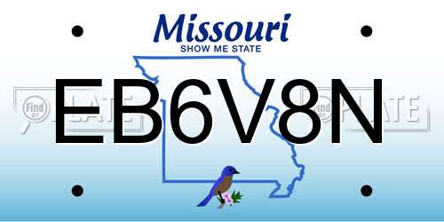 EB6V8N Missouri License Plate