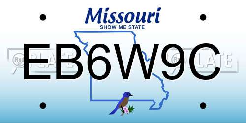EB6W9C Missouri License Plate