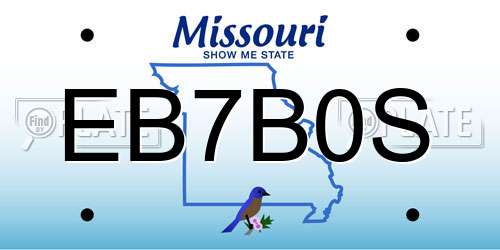 EB7B0S Missouri License Plate