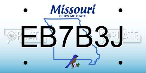 EB7B3J Missouri License Plate