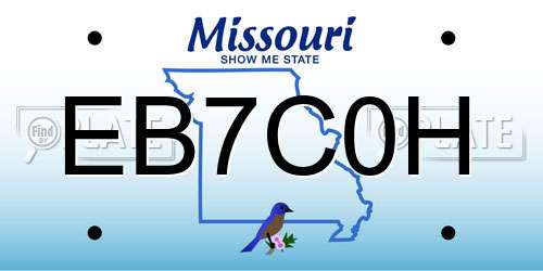 EB7C0H Missouri License Plate