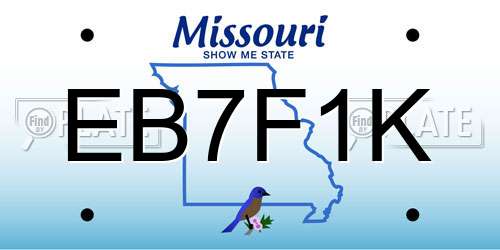 EB7F1K Missouri License Plate