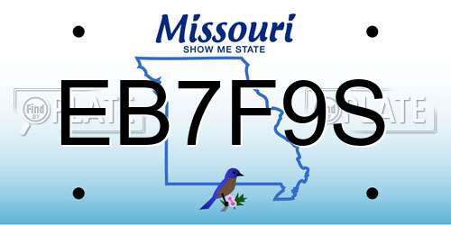 EB7F9S Missouri License Plate
