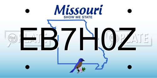 EB7H0Z Missouri License Plate