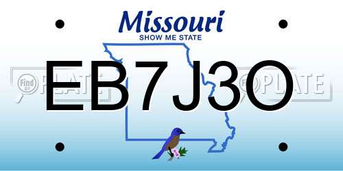 EB7J3O Missouri License Plate