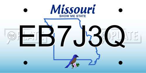 EB7J3Q Missouri License Plate