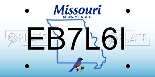 EB7L6I Missouri License Plate