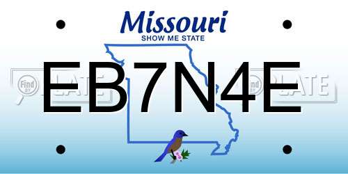 EB7N4E Missouri License Plate