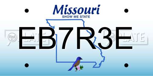EB7R3E Missouri License Plate