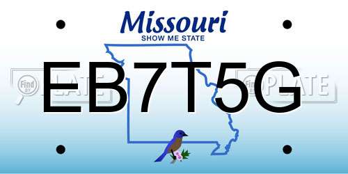 EB7T5G Missouri License Plate