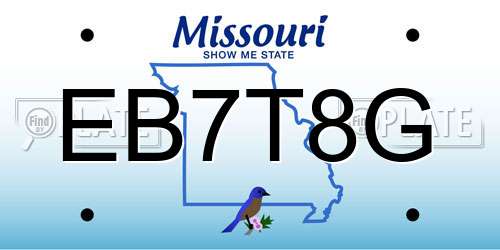 EB7T8G Missouri License Plate