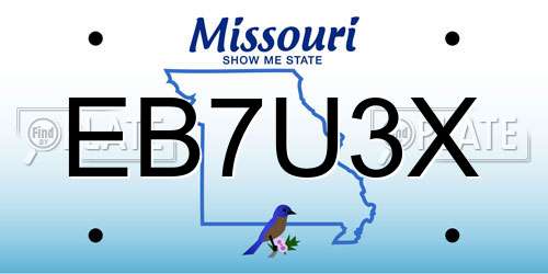 EB7U3X Missouri License Plate