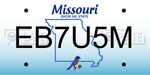 EB7U5M Missouri License Plate