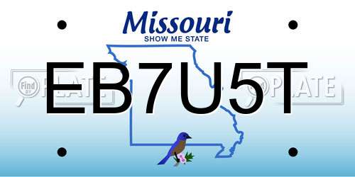 EB7U5T Missouri License Plate