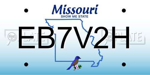 EB7V2H Missouri License Plate