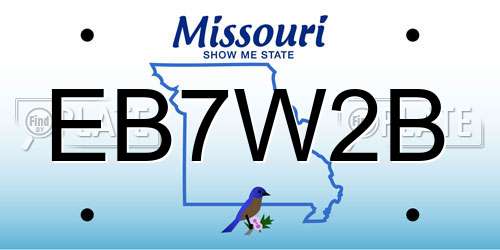 EB7W2B Missouri License Plate