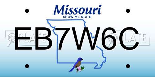 EB7W6C Missouri License Plate