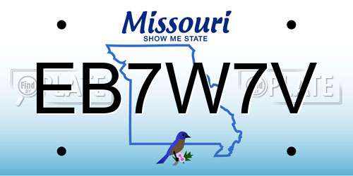 EB7W7V Missouri License Plate
