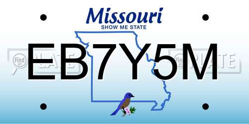 EB7Y5M Missouri License Plate