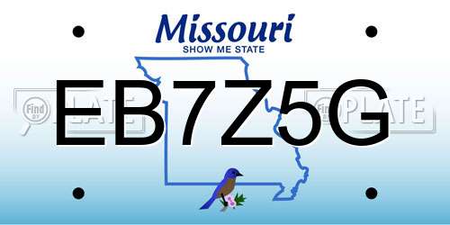 EB7Z5G Missouri License Plate