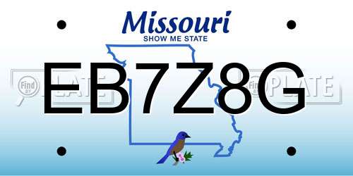 EB7Z8G Missouri License Plate