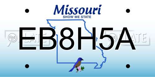 EB8H5A Missouri License Plate