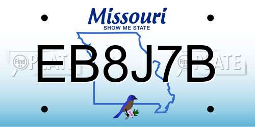 EB8J7B Missouri License Plate