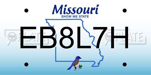 EB8L7H Missouri License Plate