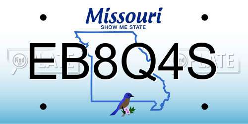 EB8Q4S Missouri License Plate